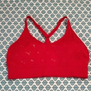 PUMA Red Sports Bra Size XL Adustable Straps Puma Logo Throughout